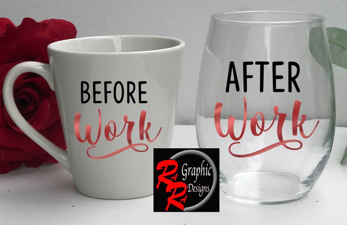 Before Work After Work Coffee Mug and Wine Tumbler Set — Griffco Supply