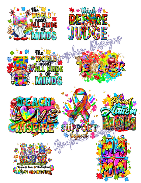 Autism Awareness Templates, Letters And Numbers