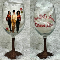 (1) Custom Glittered Stem Wine Glass
